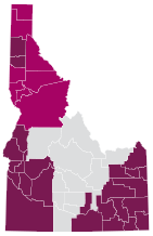 A map of Idaho counties with MODA coverage
